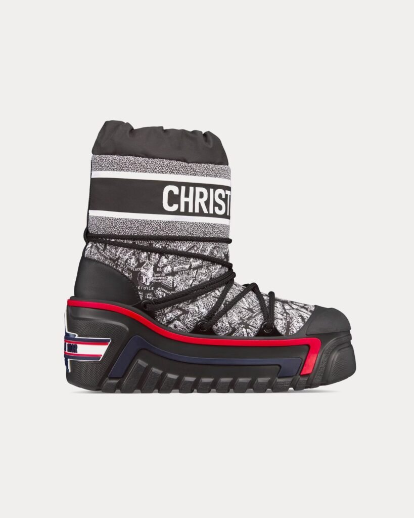 Bottes après-ski DiorAlps Plan de Paris en nylon brillant noir/blanc