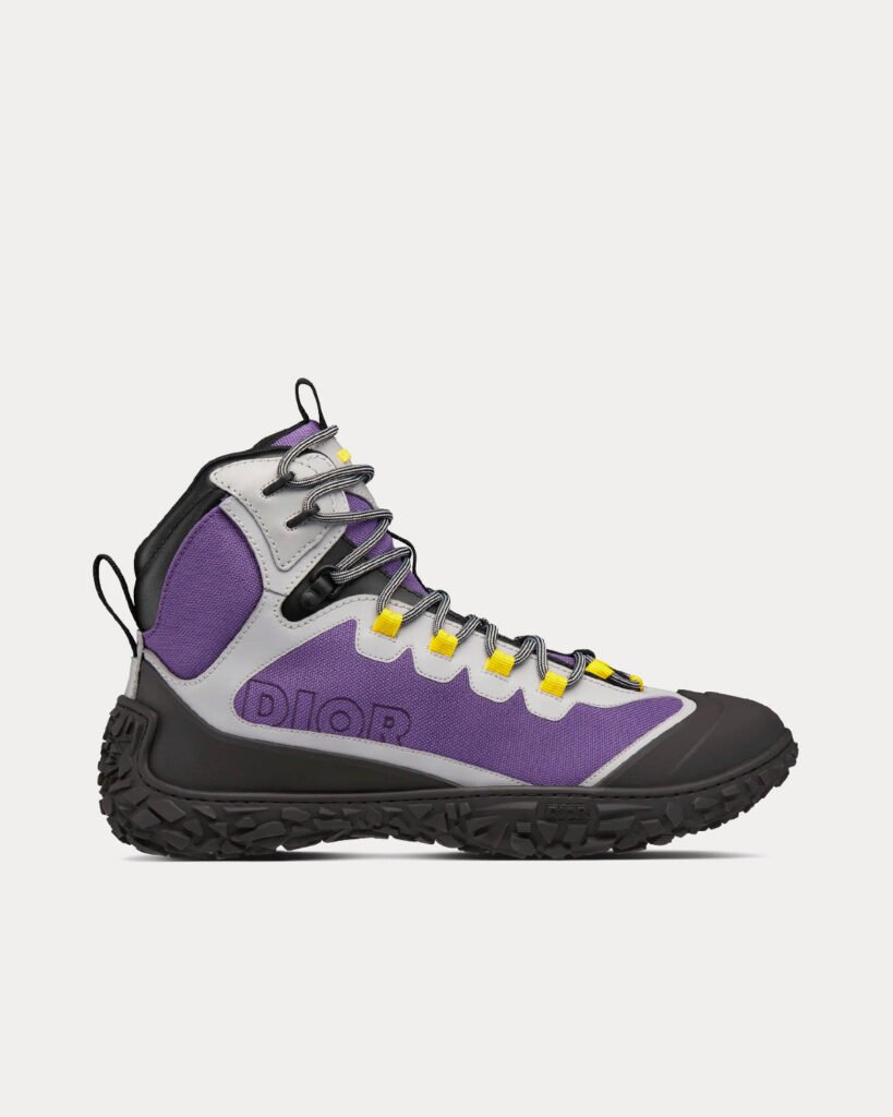 Bottines de randonnée Dior Diorizon en maille technique violette et baskets montantes en caoutchouc noir