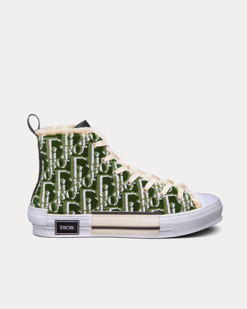 Baskets montantes Dior B23 Olive Dior Oblique Tapestry