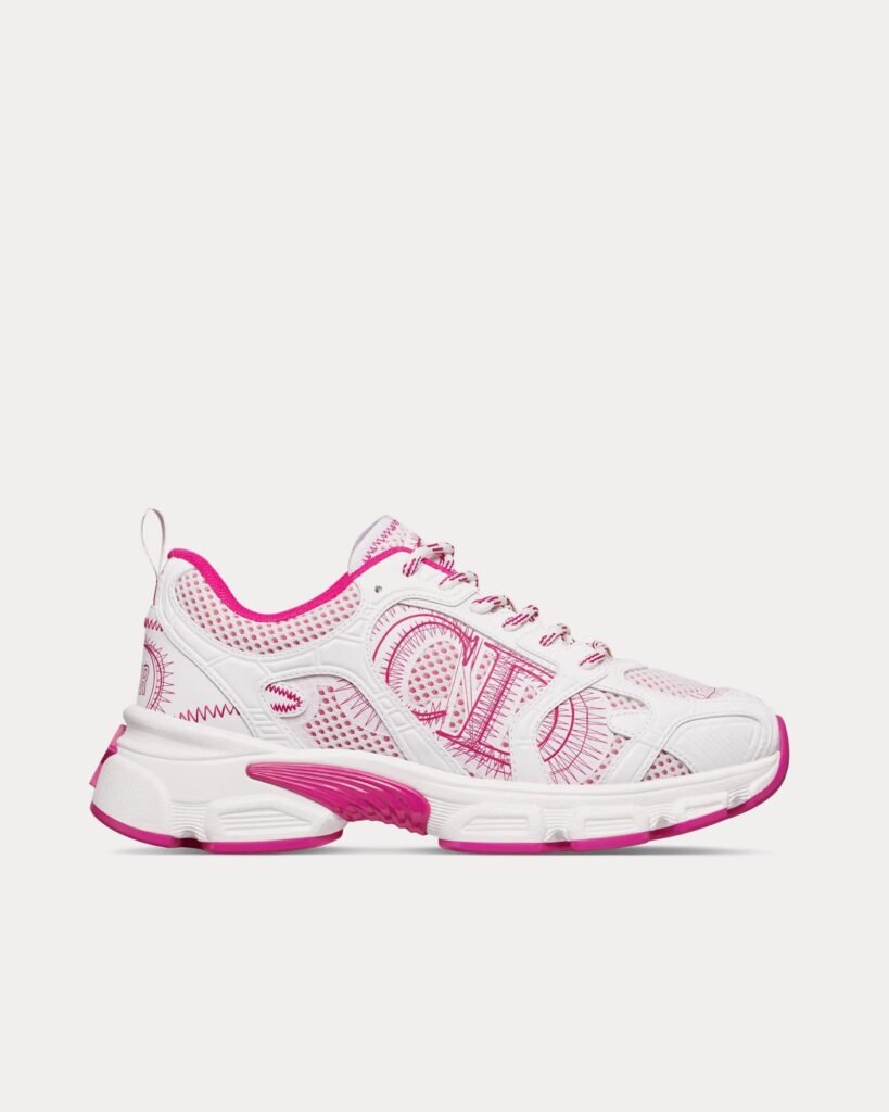Baskets basses Dior Miss Dior Chrono en mesh et empiècements effet cuir blanc/fuchsia