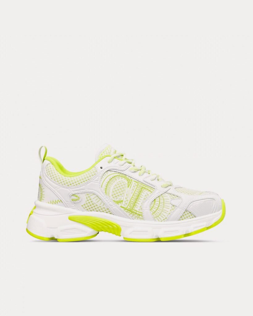 Baskets basses Dior Miss Dior Chrono en mesh et empiècements effet cuir blanc/vert citron