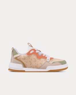 Baskets basses Dior One en cuir de veau perforé et daim beige/multicolore