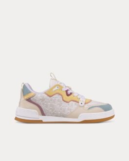 Baskets basses Dior One en cuir de veau perforé et daim blanc/multicolore