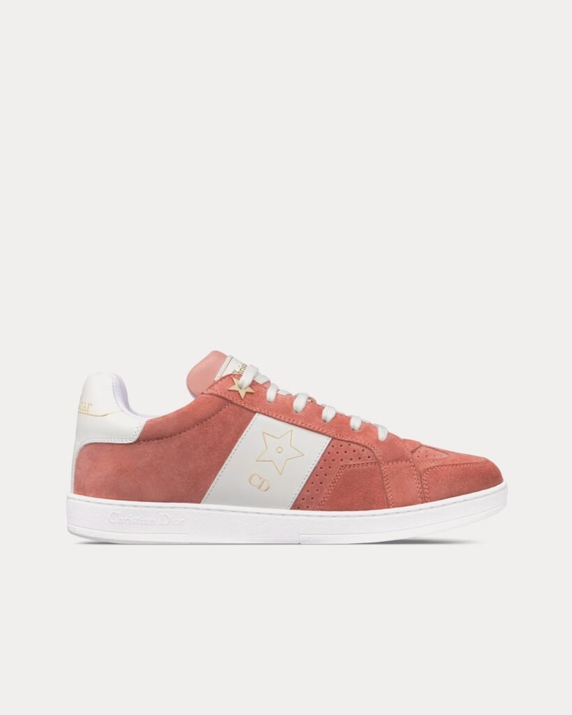 Baskets basses Dior Star en daim et cuir de veau rose pastel / blanc