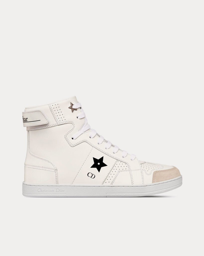 Baskets montantes blanches Dior Dior Star en cuir de veau et daim