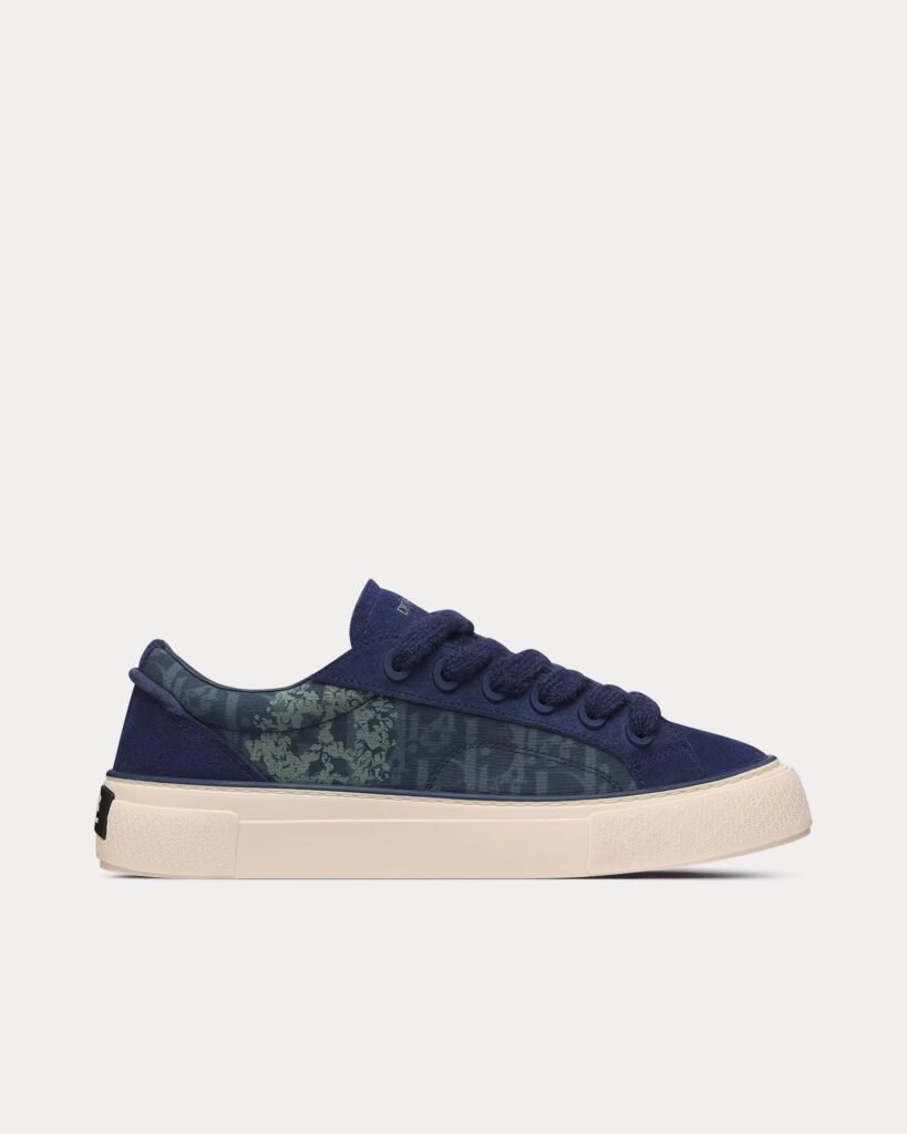 Baskets basses Dior Tears B33 en denim bleu Dior Oblique et signe de paix Dior Tears et daim bleu marine