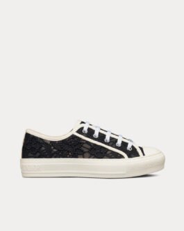 Baskets basses noires en coton brodé macramé Dior Walk'n'Dior