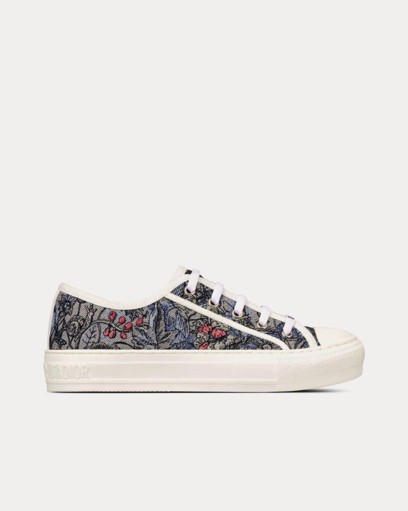 Baskets basses Dior Walk'n'Dior en coton multicolore bleu avec broderie Dior Jardin Magique