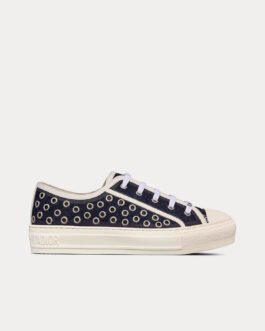 Baskets basses Dior Walk'n'Dior en denim de coton brodé à œillets bleus