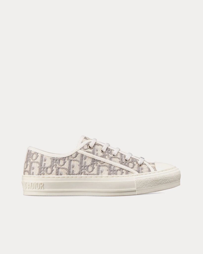 Baskets basses Dior Walk'n'Dior en coton brodé Dior Oblique gris pierre