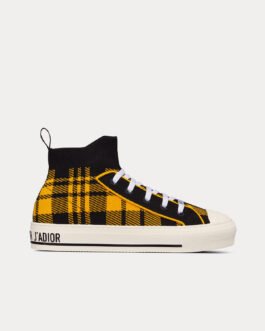 Baskets montantes en maille technique Check'n'Dior jaune et noir Dior Walk'n'Dior