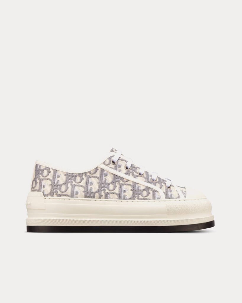 Baskets basses Dior Walk'n'Dior Platform en coton brodé Dior Oblique gris pierre