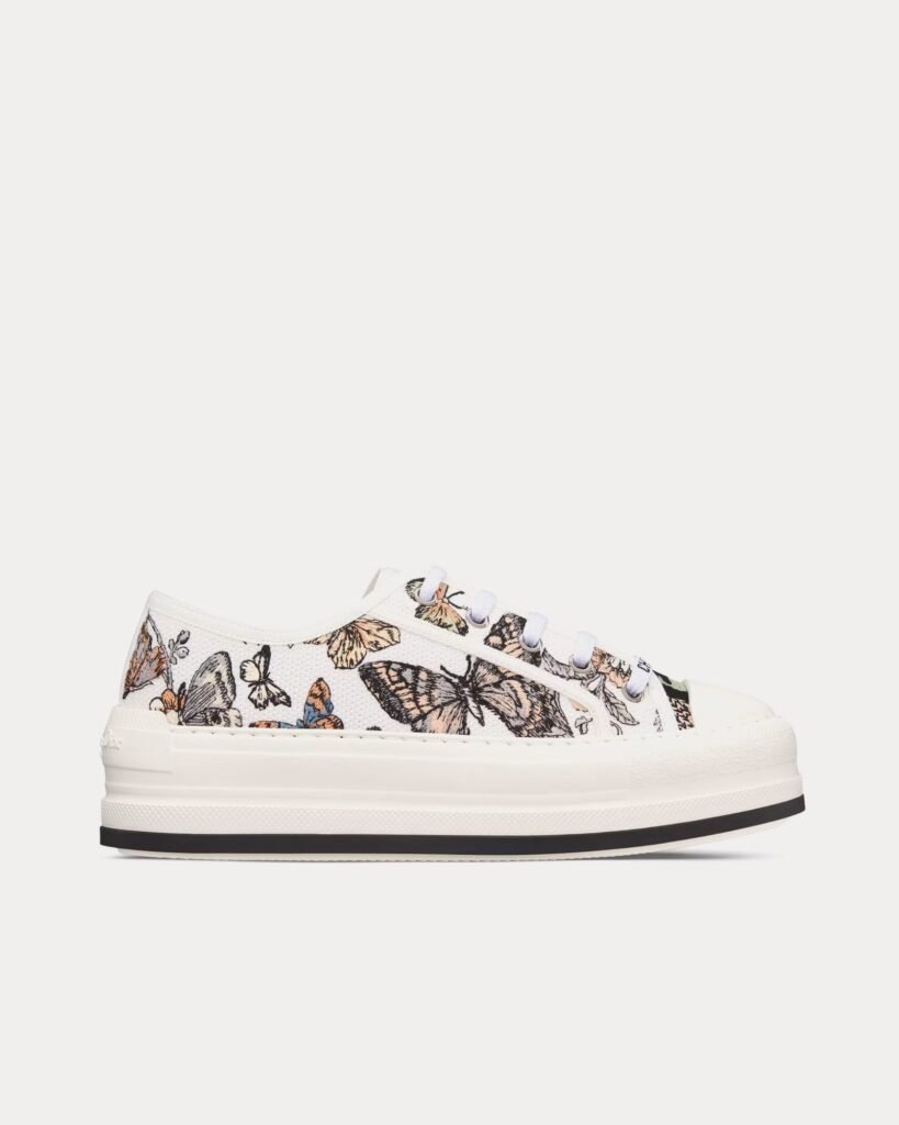 Baskets basses Dior Walk'n'Dior Platform en coton brodé multicolore jaune avec motif Toile de Jouy Mexico