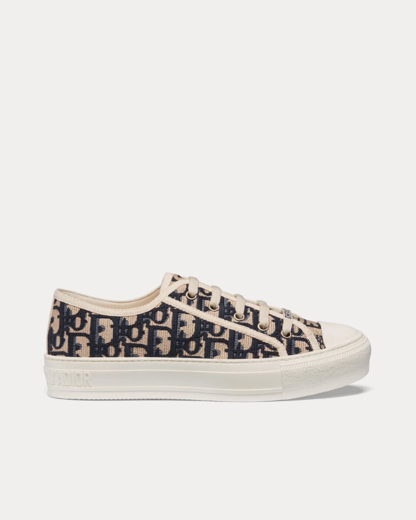 Baskets basses Dior Walk'n'Dior en coton bleu foncé brodé Dior Oblique