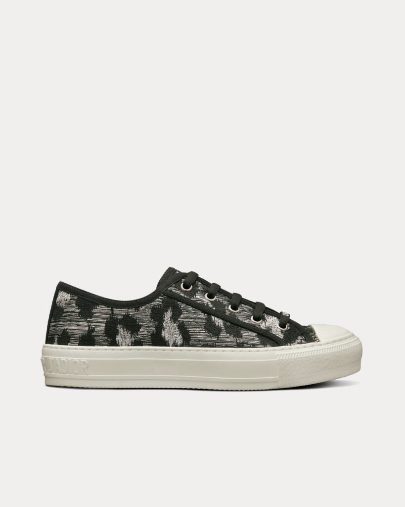 Baskets basses Dior Walk'n'Dior grises en coton brodé et fils métalliques Mizza