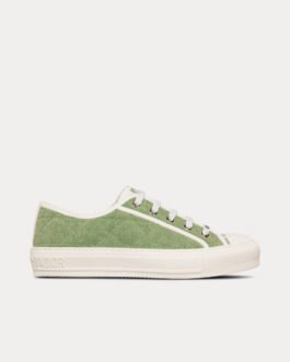 Baskets basses Dior Walk'n'Dior en denim brodé Cannage vert délavé