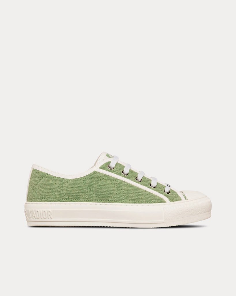 Baskets basses Dior Walk'n'Dior en denim brodé Cannage vert délavé