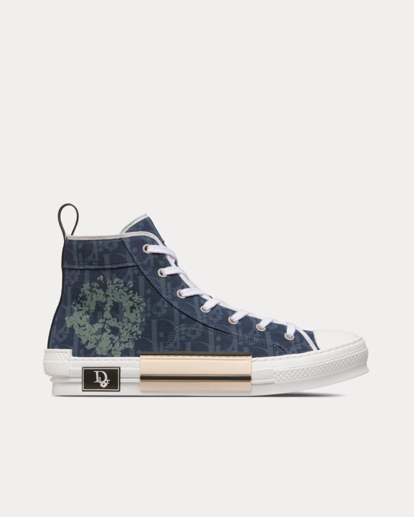 Baskets montantes en denim Dior Tears B23 Blue Dior Oblique et Peace Sign Dior Tears