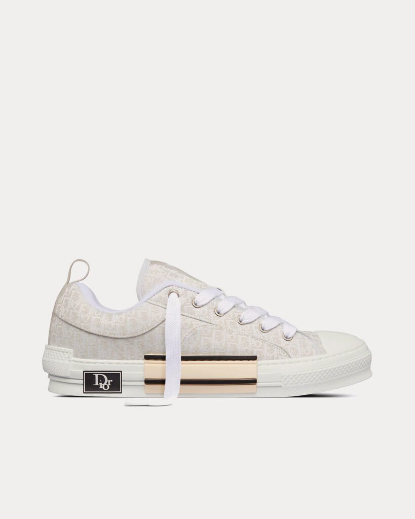 Baskets basses Dior x ERL B23 Skater crème en jacquard Dior Oblique