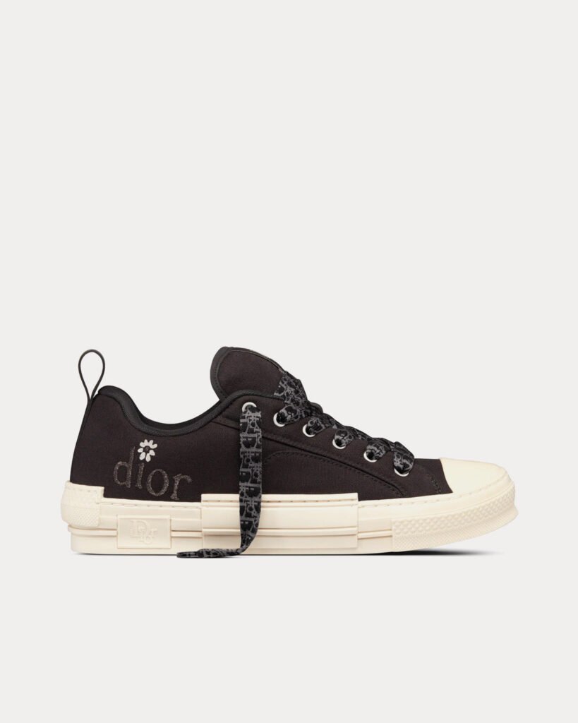 Baskets basses en toile de coton noir Dior x ERL B23 Skater