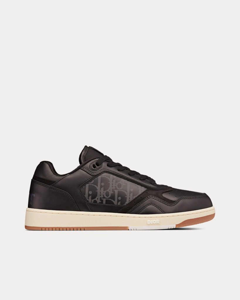 Baskets basses Dior x ERL B27 en cuir de veau lisse noir et cuir Dior Oblique Galaxy