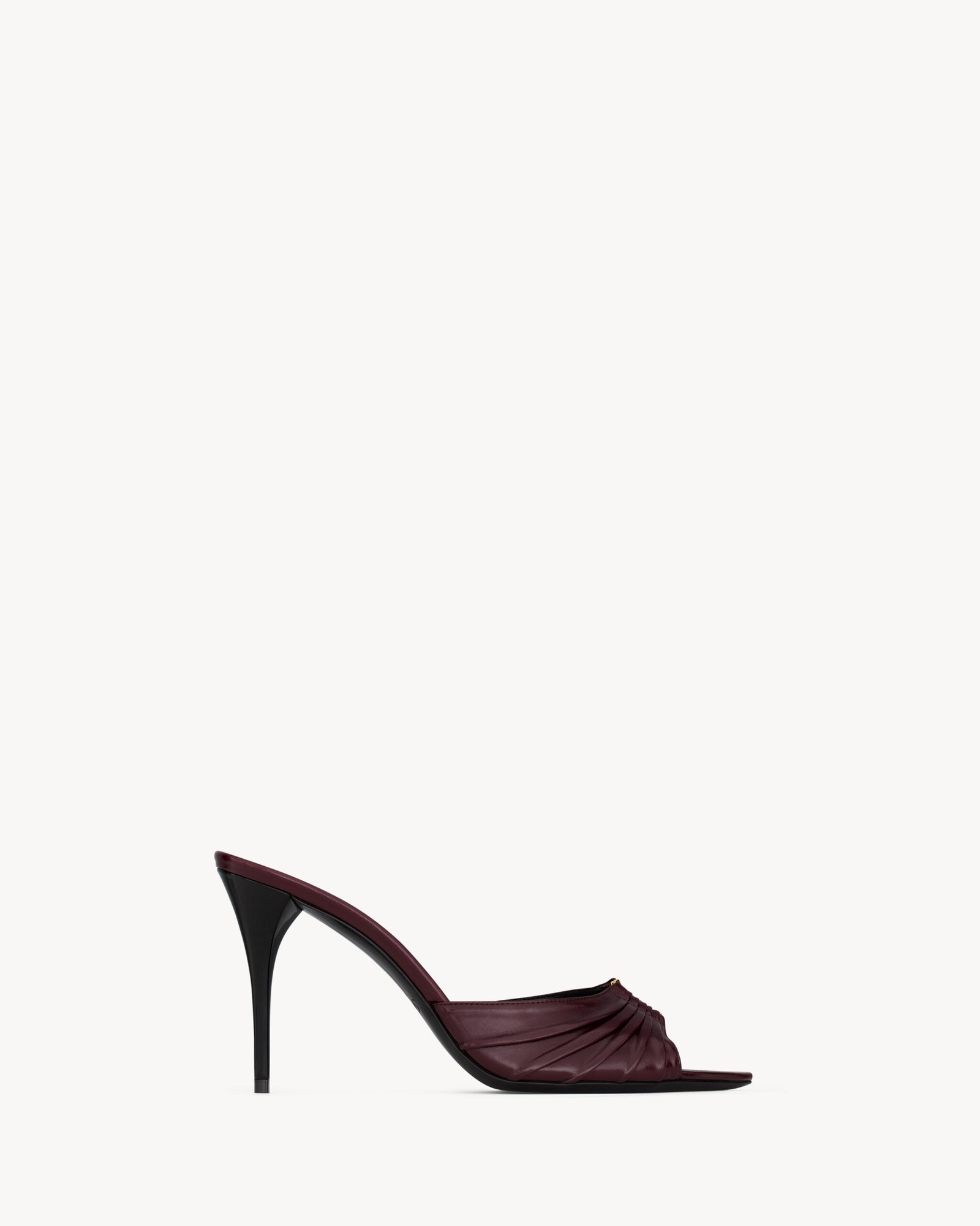 Saint Laurent Mules Cassandra – Cuir bordeaux et - vue 2