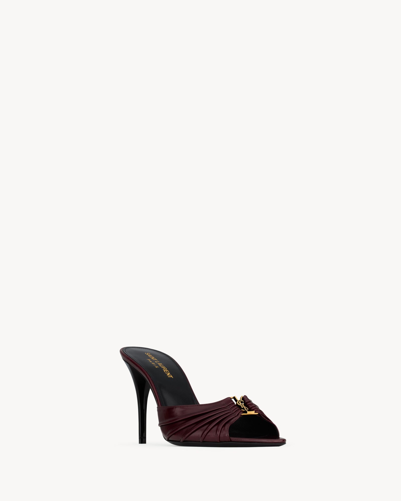 Saint Laurent Mules Cassandra – Cuir bordeaux et - vue 3