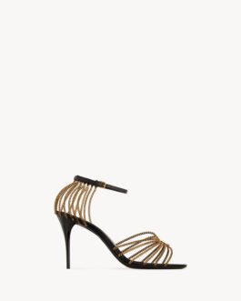 Saint Laurent BABYLONE sandales en cuir lisse et métal