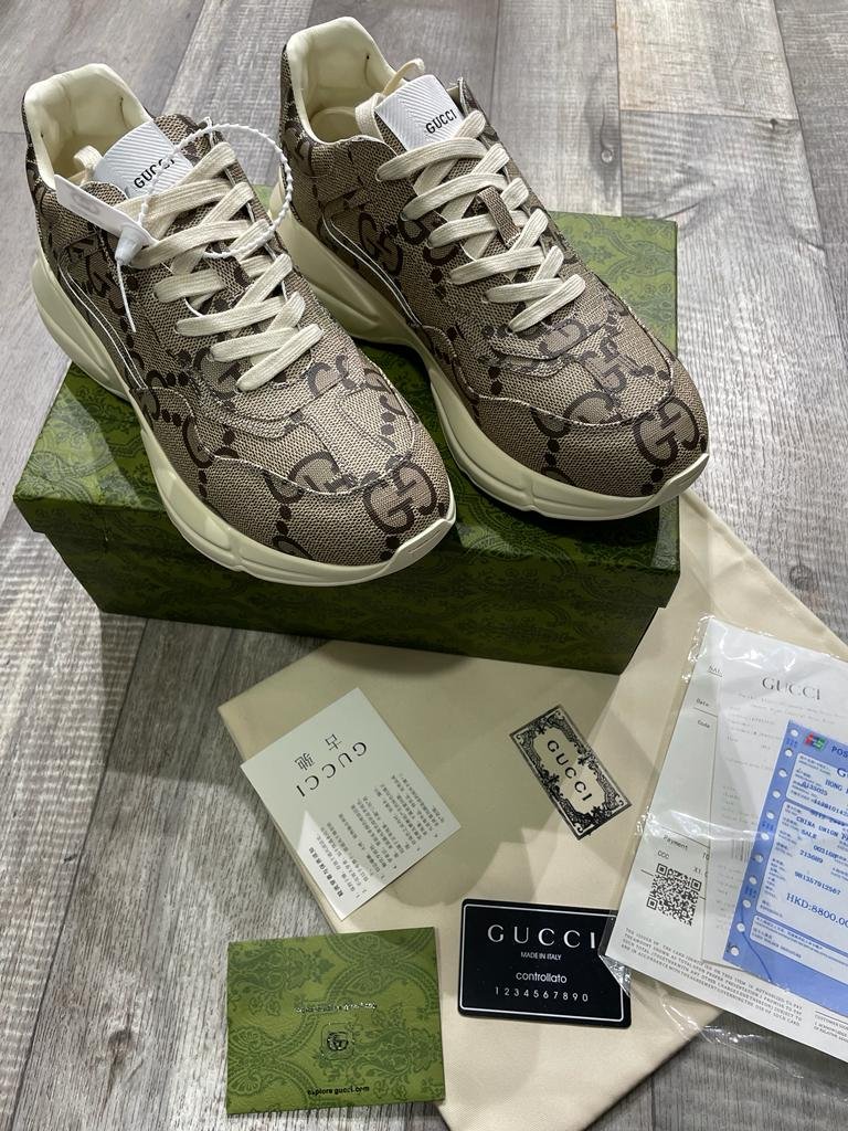 Baskets Gucci Rhyton Jumbo || Toile enduite GG marron