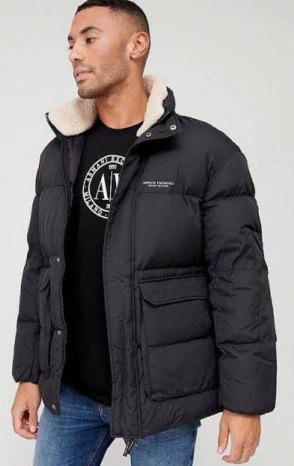 ARM*NI EXCH*NGE || Parka en duvet de canard et col fourrure pour homme