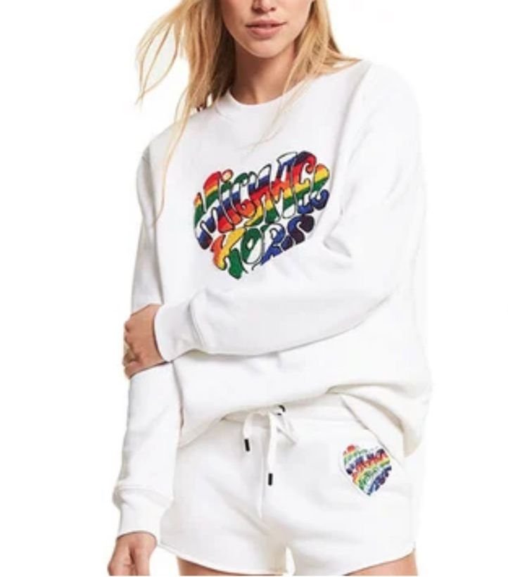 MICHAEL KORS || Survêtement coupe classique blanc avec logo cœur Pride pour femme