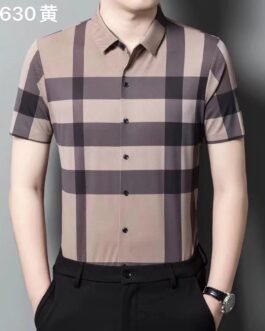 burberry || chemise à carreaux en coton à manches mi longues pour homme