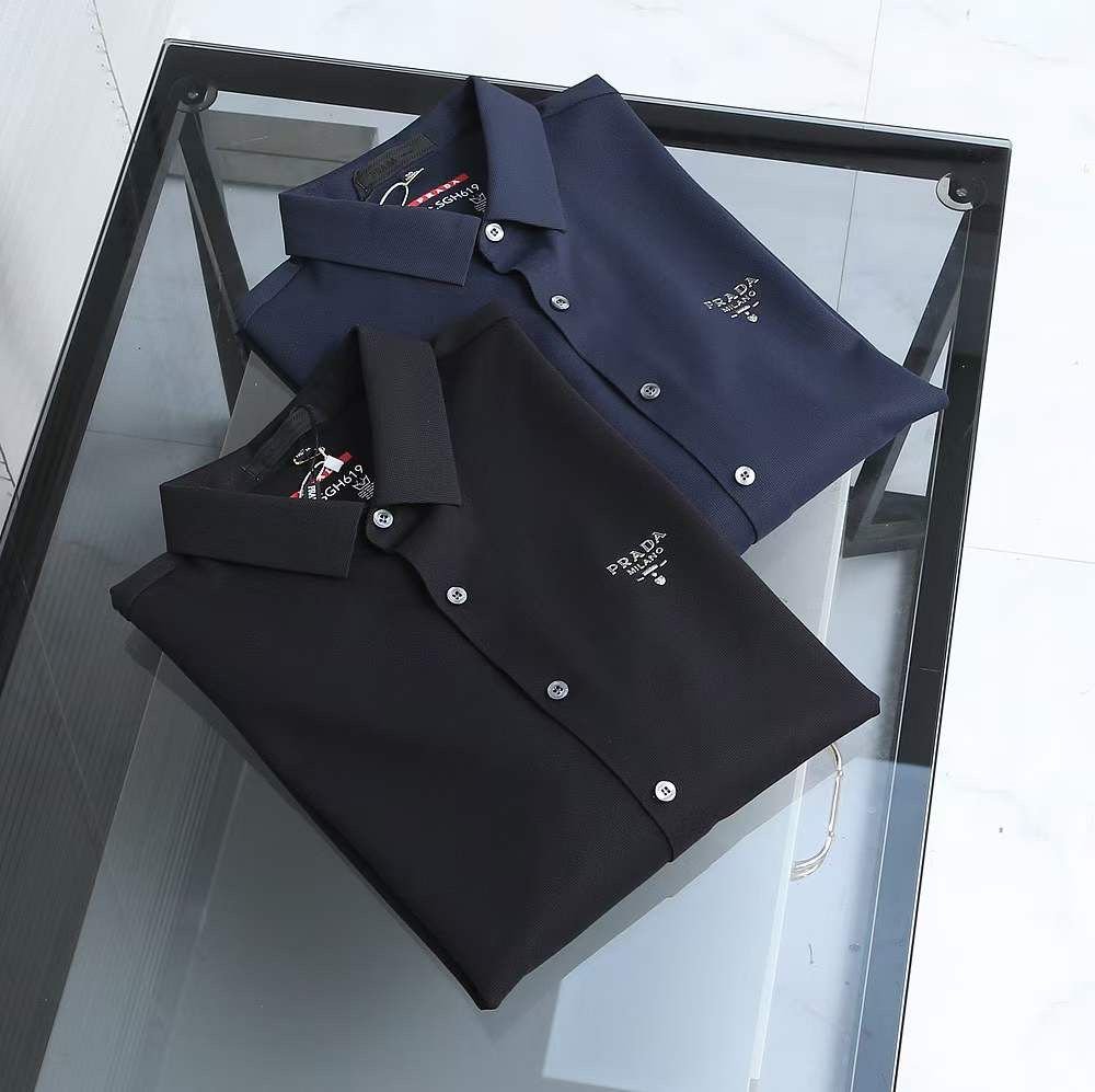 PRADA || Chemise homme coupe classique unie noir/bleu marine