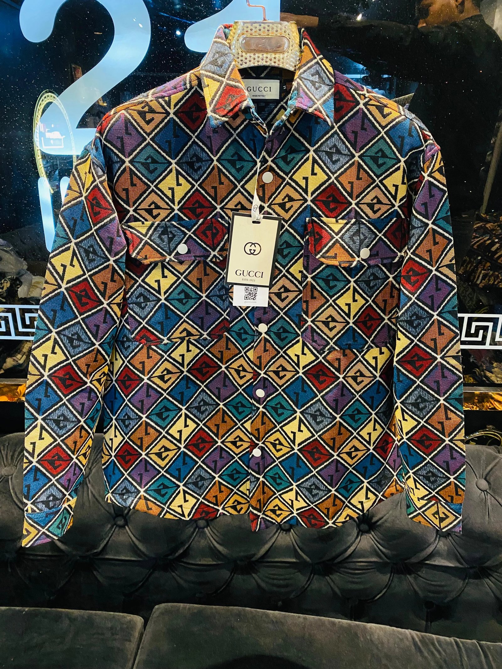 GUCCI || Chemise boutonnée à imprimé monogramme pour homme