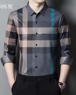 Chemise extensible à manches longues à rayures