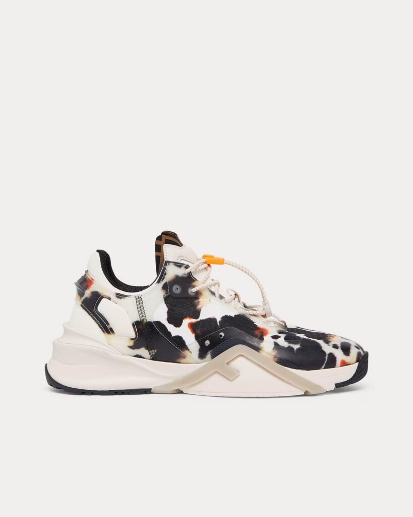 Baskets basses blanches en tissu Fendi Flow