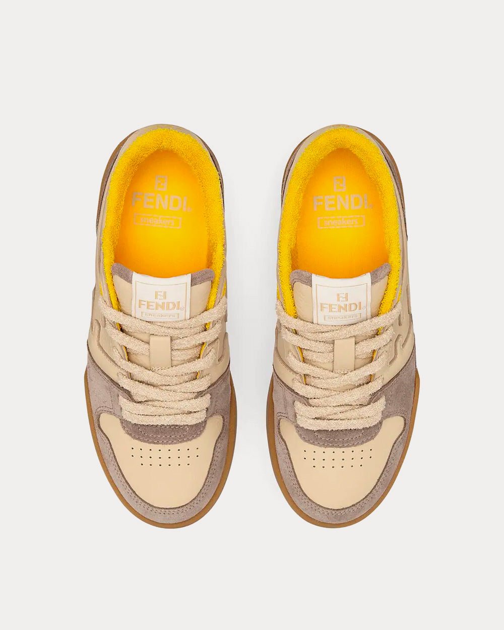 Baskets basses Fendi Match en daim beige – Image 2