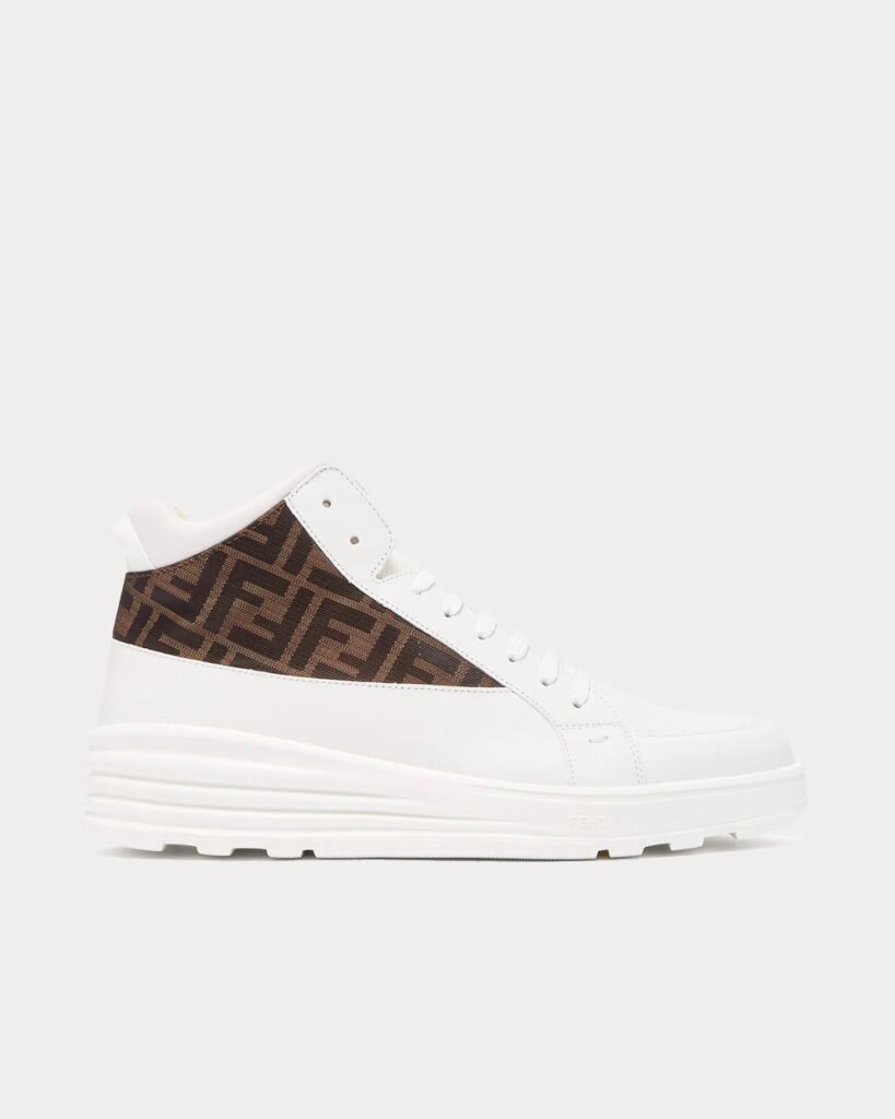 Baskets montantes Fendi FF Jacquard blanches