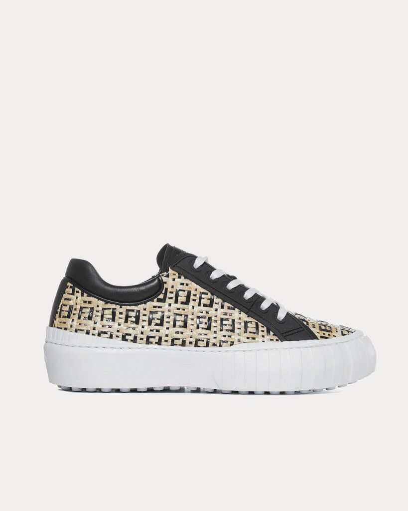 Baskets basses Fendi FF Woven Naturel/Noir