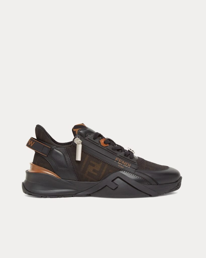 Baskets basses noires en cuir Fendi by Stefano Pilati Flow
