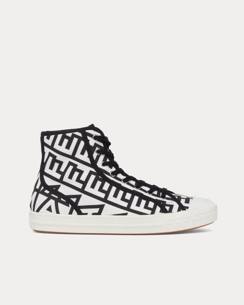 Baskets montantes Fendi by Marc Jacobs Domino en toile bicolore blanc/noir