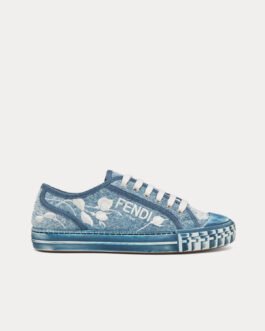 Baskets basses Fendi Domino Denim bleu clair