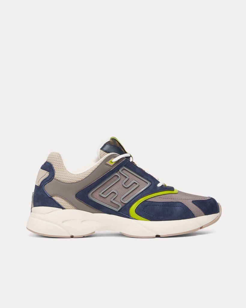 Baskets basses Fendi Faster en cuir nubuck bleu