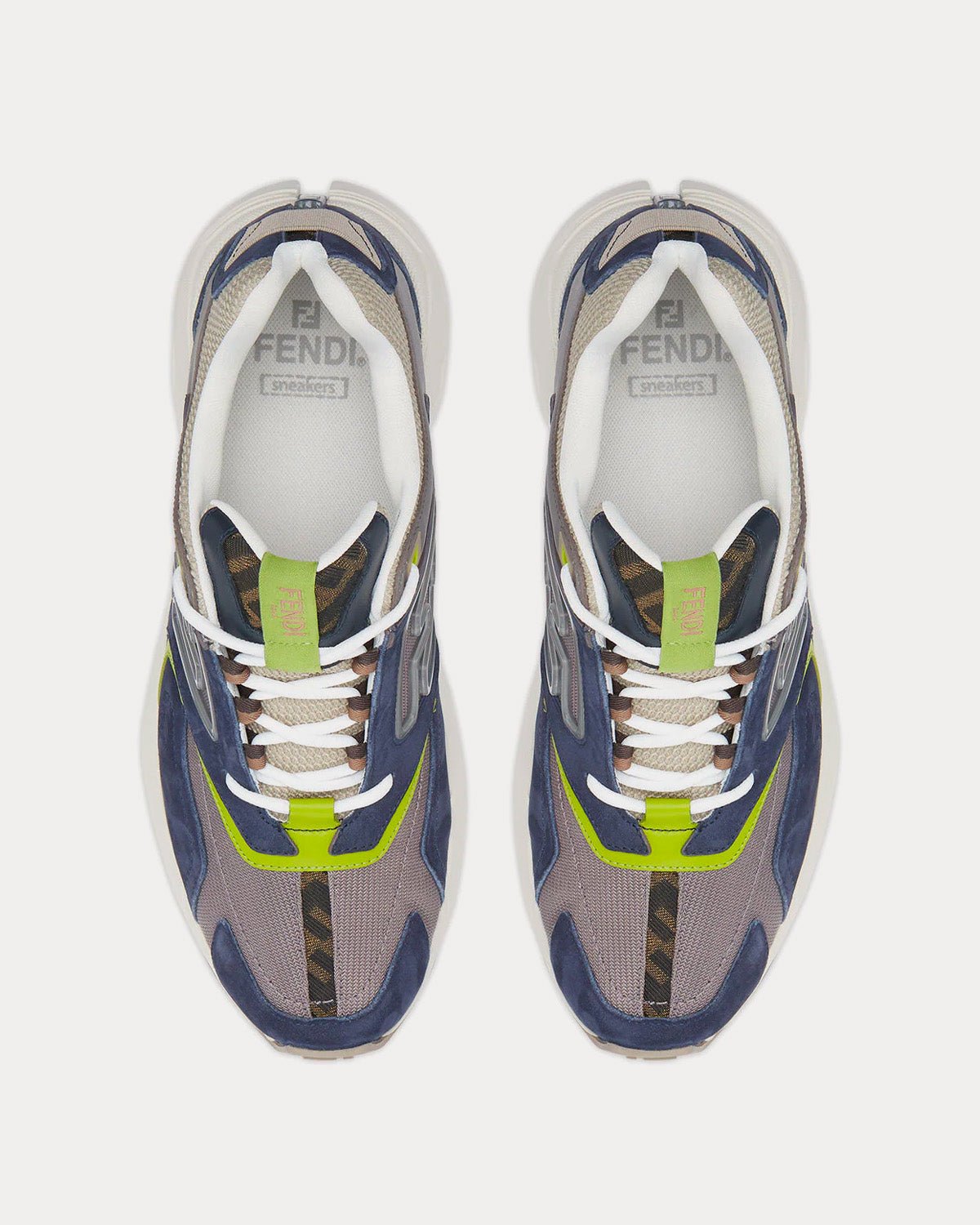 Baskets basses Fendi Faster en cuir nubuck bleu – Image 2