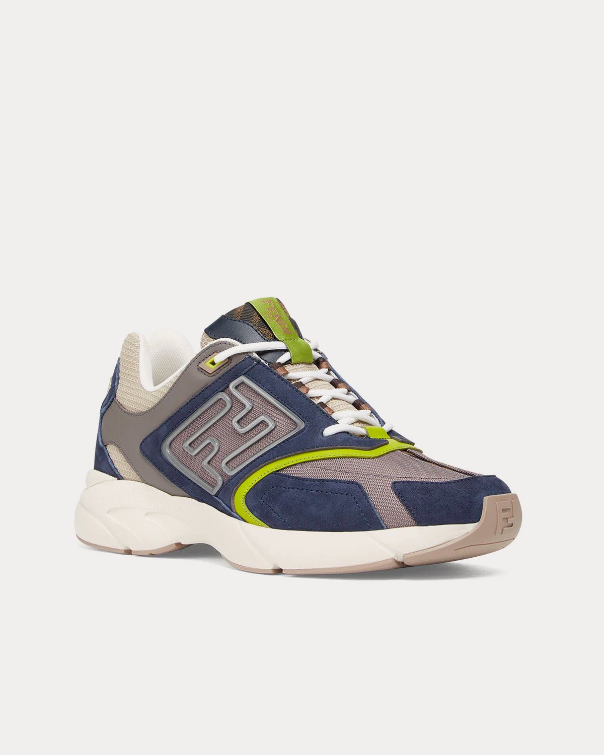 Baskets basses Fendi Faster en cuir nubuck bleu – Image 3
