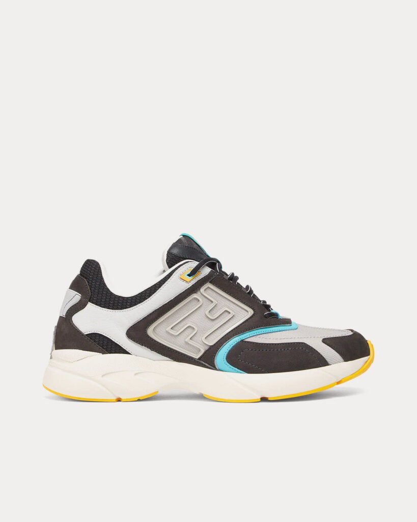 Baskets basses Fendi Faster en cuir nubuck gris