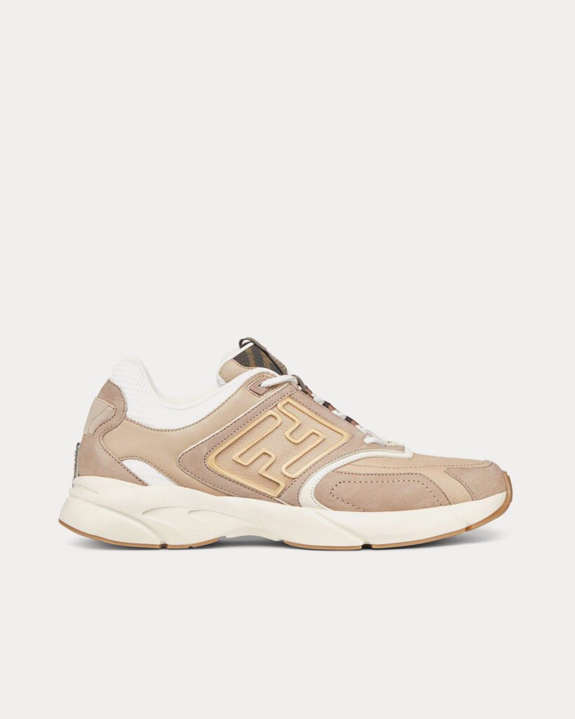 Baskets basses Fendi Faster en cuir beige