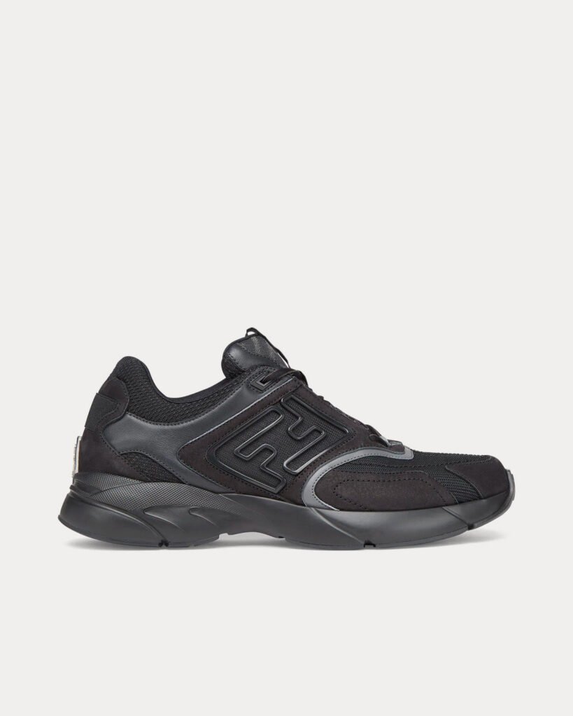 Baskets basses Fendi Faster en cuir noir