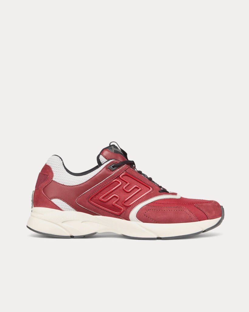Baskets basses Fendi Faster en cuir bordeaux