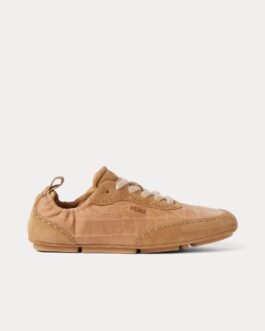 Baskets basses Fendi Fit en cuir beige
